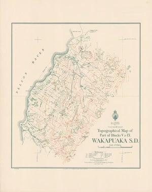 Topographical map of part of blocks V & IX, Wakapuaka S.D. / compiled (from aerial photographs) by R.J. Crawford, September 1931.