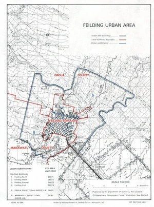 Feilding urban area / drawn by the Department of Lands & Survey, Wellington N.Z.