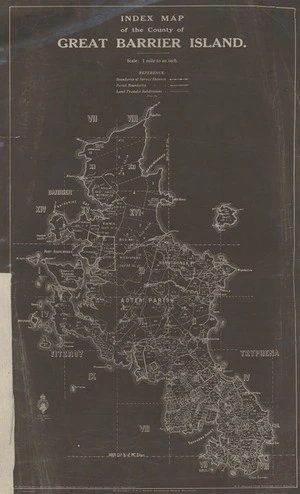 Index map of the county of Great Barrier Island.