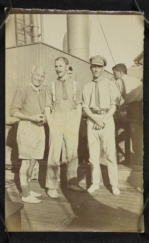 Thomas Duncan McGregor Stout with two other men on board a ship