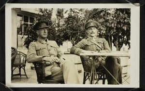 Thomas Duncan McGregor Stout and HL Eason seated outside the Continental Hotel, Cairo