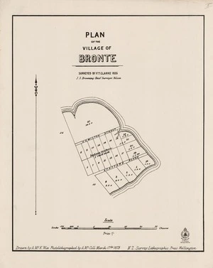 Plan of the village of Bronte / surveyed by F.T. Clarke 1855 ; drawn by A. McK. Wix.
