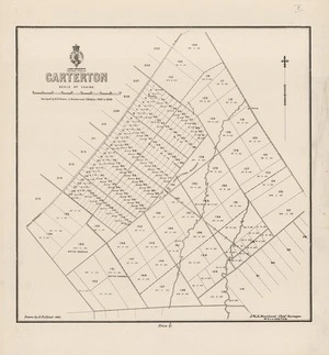 Carterton / surveyed by E.R. Foster, A. Dundas and J. Kelleher, 1866 to 1869 ; drawn by A Falkner, 1880.