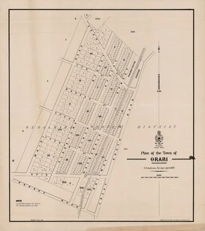 Plan of the town of Orari / G.S. Anderson, surveyor, April 1879.