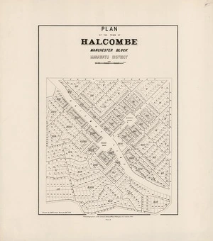 Plan of the town of Halcombe, Manchester Block, Manawatu District / drawn by H. McCardell.