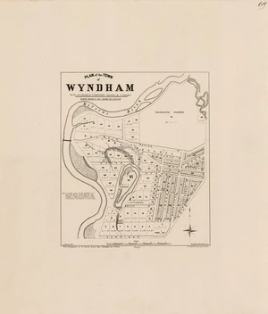 Plan of the town of Wyndham / blocks 1 to 5  surveyed by G.F. Richardson, remainder by J. Strauchon ; A. Burns, delt.