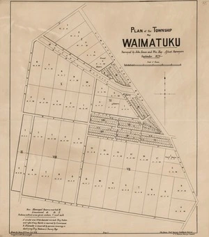 Plan of the township of Waimatuku / surveyed by John Innes and Wm. Hay, assist. surveyors, September 1878 ; drawn by James M. Fraser.