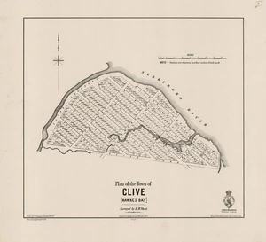 Plan of the town of Clive (Hawke's Bay) / surveyed by R.M. Skeet ; drawn by F.W. Flanagan.