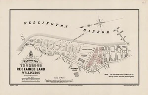 Plan of the Thorndon reclaimed land, Wellington / surveyed by E.V. Briscoe, Nov. 1878 ; drawn by A. Koch.