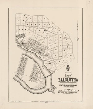 Town of Balclutha / surveyed by E. Campbell 1863, N. Prentice 1870, R. Grigor 1864 & 79, G. MacKenzie Jany. 1880 ; W.J. Percival del.