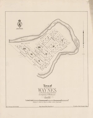 Town of Waynes [electronic resource] / surveyed by G. Mackenzie, June 1880 ; W,J, Percival Lith 29.9.80 ; W. Arthur Chief surveyor Otago.
