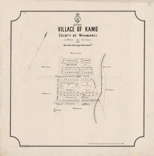Village of Kamo : county of Whangarei / J.I. Wilson surveyor, 1877 ; D.W. Macffarlane, Del.