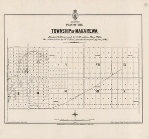 Plan of the township of Makarewa [electronic resource] / surveyed by N. Prentice, Wm. Hay ; drawn by W. Deverell.