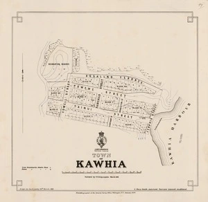 Town of Kawhia / surveyed by F.H. Edgecumbe, drawn by Jas. E. Leahy.