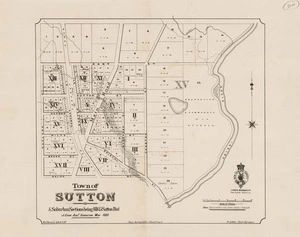 Town of Sutton : & suburban sections being blk. 15 Sutton District / J. Cook, asst. surveyor, May 1883 ; W.J. Percival, delt. 8.4.84.