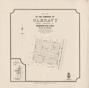 Plan of the township of Glenavy : being portions of reserves 642 & 1644, Block XIV Waitaki / H.C. White surveyor ; H.R. Schmidt, delt.