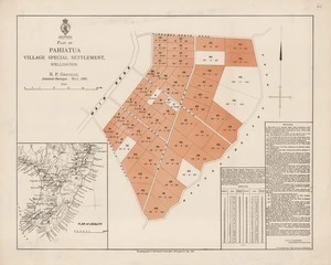 Plan of Pahiatua, village special settlement, Wellington / R.P. Greville, assistant-surveyor, May, 1886.