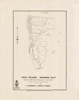 Village Settlement Wakamarina Valley : sections 1 to 33 block X Wakamarina Survey District / surveyed by R.F. Goulter assistant surveyor.