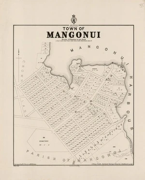 Town of Mangonui / surveyed by W.J. Parris & H.H. Fenton.