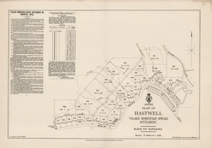 Plan of Hastwell, village homestead special settlement : block XIV Mangaone / C.T.H Brown, Delr.