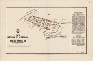 Plan of extension of Scarborough : Block VII., Mangahao S.D. / S. Smith, district surveyor, December 1888 ; drawn by F.J. Halse.