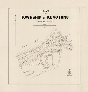 Plan of the township of Kūaotunu / surveyed by J.I. Philips
