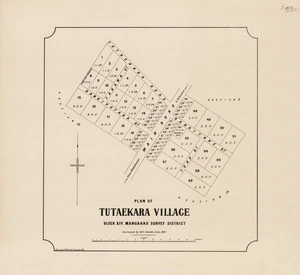 Plan of Tutaekara Village : block XIV, Mangahao Survey District / surveyed by M.C. Smith, July 1891 ; drawn by H. McCardell.