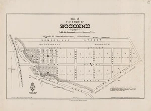 Plan of the town of Woodend / drawn by W.T. Nelson, September 1891 : G.W. Williams, Chief surveyor, Southland District.