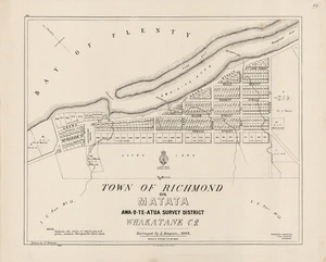Town of Richmond or Matata : Awa-o-te-atua Survey District Whakatane Co. / surveyed by L. Simpson, 1868 ; drawn by E. Bellairs.