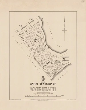 Native township of Waikouaiti / George Mackenzie, surveyor, December 1888 ; drawn by H. McCardell, December 1898.