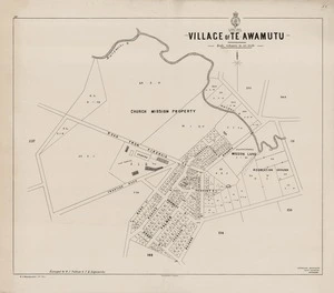 Village of Te Awamutu / surveyed by W.J. Palmer & F.H. Edgecumbe ; W.E. Ballantyne drftm.