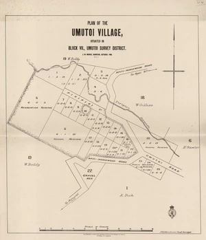 Plan of the Umutoi Village : situated in block VII., Umutoi Survey District / J. M. Morice, surveyor