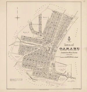Town of Oamaru : compiled from official surveys / drawn by A.J. Morrison, Feby. 1903.