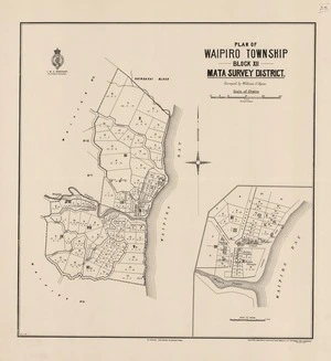 Plan of Waipiro Township : block XII Mata survey district / surveyed by William O'Ryan ; drawn by G. Duncan.