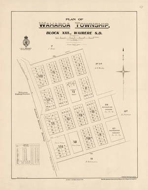 Plan of Waharoa township : block XIII., Wairere S.D. / Robt. C. Airey, del.