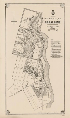 Plan of the Borough of Geraldine [electronic resource] / H.D.M. Haszard, Acting Chief Surveyor, Canterbury ; J.W. Davis, Chief Draughtsman, Head Office.