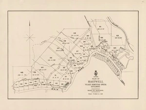 Plan of Hastwell, village homestead special settlement : block XIV Mangaone.