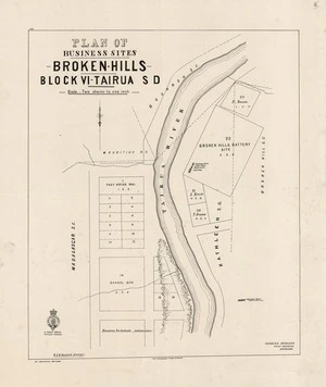 Plan of business sites, Broken Hills, block Vi, Tairua SD / H.D.M. Haszard surveyor ; W E Ballantyne draftsman.