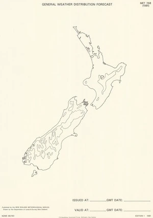 General weather distribution forecast : [New Zealand] / drawn by the Department of Lands & Survey, New Zealand.