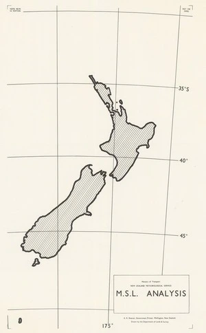 M.S.L. analysis : [New Zealand] / drawn by the Dept. of Lands and Survey.