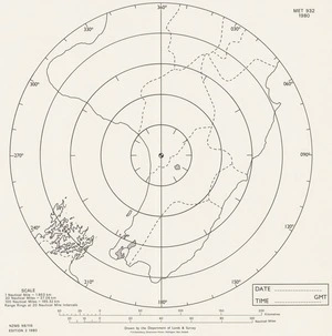Range rings at 20 N/m (57.06 km) intervals, Ohakea, N.Z. / drawn by the Department of Lands & Survey.