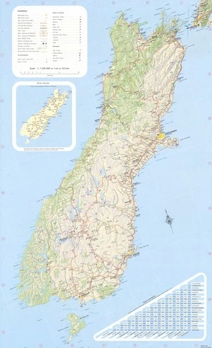 Touring map of South Island, New Zealand.