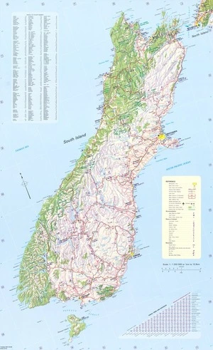 Touringmap South Island New Zealand.