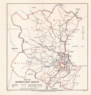 Map of Hawke's Bay County.