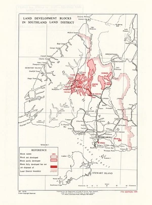 Land development blocks in Southland Land District.