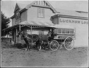 Creator unknown : Photograph of the Advance coach outside Lucknow Lodge, Havelock North, Hawke's Bay