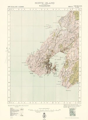Wellington / Topographical Survey Section, Defence Department, N.Z. ; topographical survey made in 1912 and in 1916. Map drawn at Defence Headquarters, Wellington, 1916.