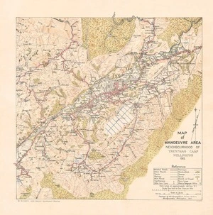 Map of manoeuvre area, neighbourhood of Trentham Camp, Wellington, 1915 / prepared by the Topographical Survey Section, Headquarters, Wellington, 1915.