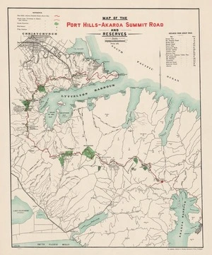 Map of the Port Hills-Akaroa Summit Road and reserves / H.K. delt.