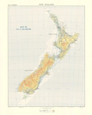 Map of N. A. C. air routes : New Zealand.